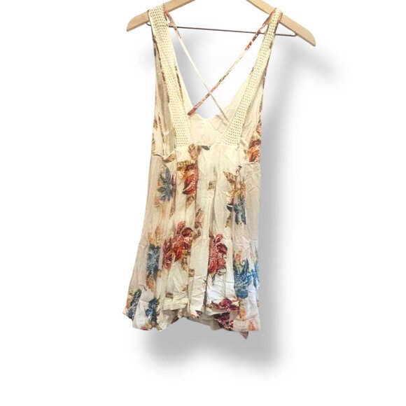 Free People Thought I Was Dreamin Boho Floral Mesh Strappy Back Mini Dress XS - Picture 15 of 15